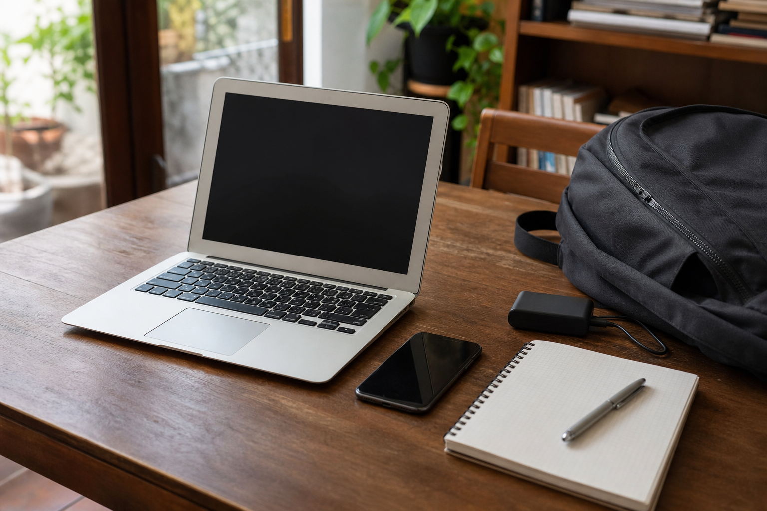Compact laptop in a student and remote work setup