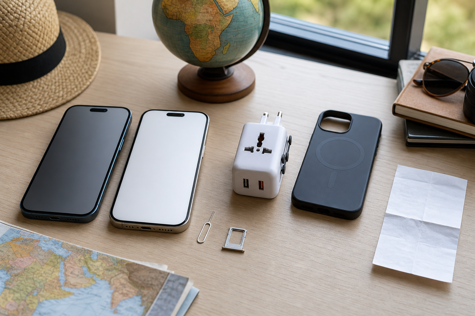 Compact smartphones with travel adapter, SIM tray pin and case for Nigeria compatibility checks