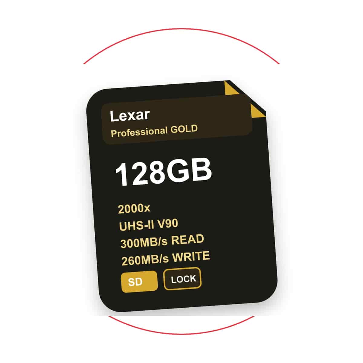 Lexar 128GB Professional 2000x UHS-II SDXC Card GOLD Series