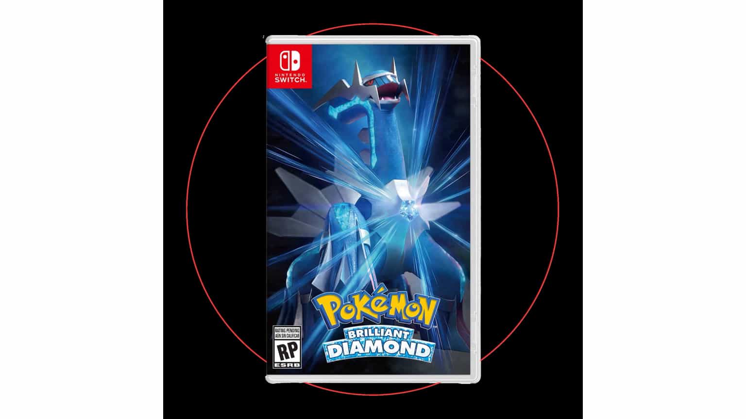 Pokémon Brilliant Diamond game card beside a Nintendo Switch console setup