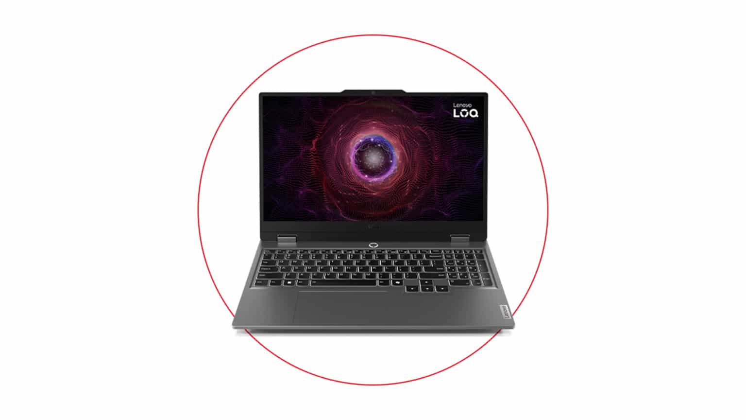 Lenovo LOQ 15ARP9 gaming laptop on a practical desk setup with charger and inspection checklist items nearby
