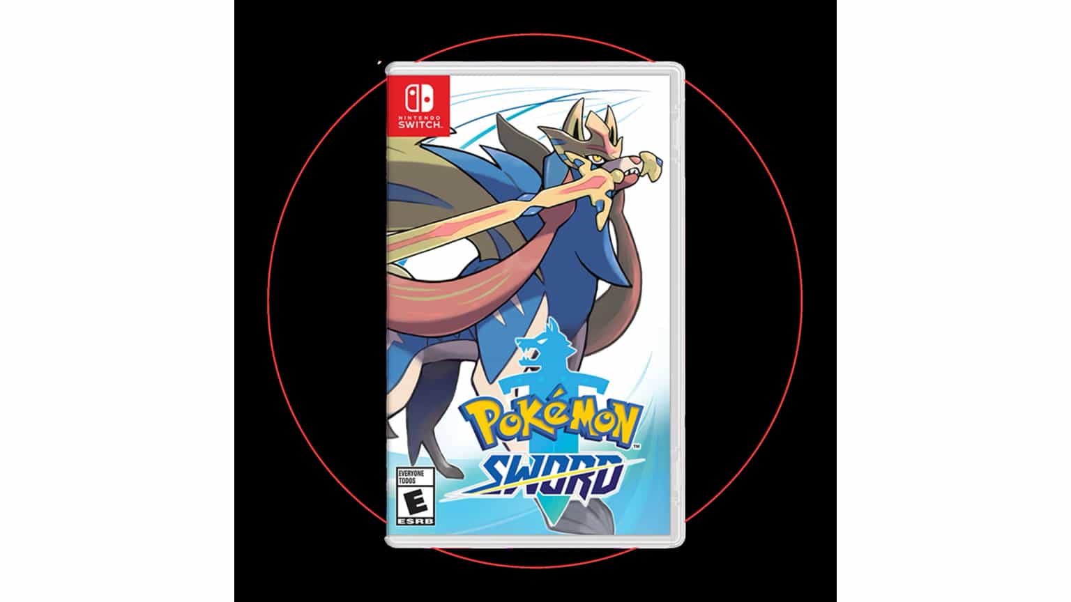 Pokémon Sword game card buyer setup with a Nintendo Switch console and game cases