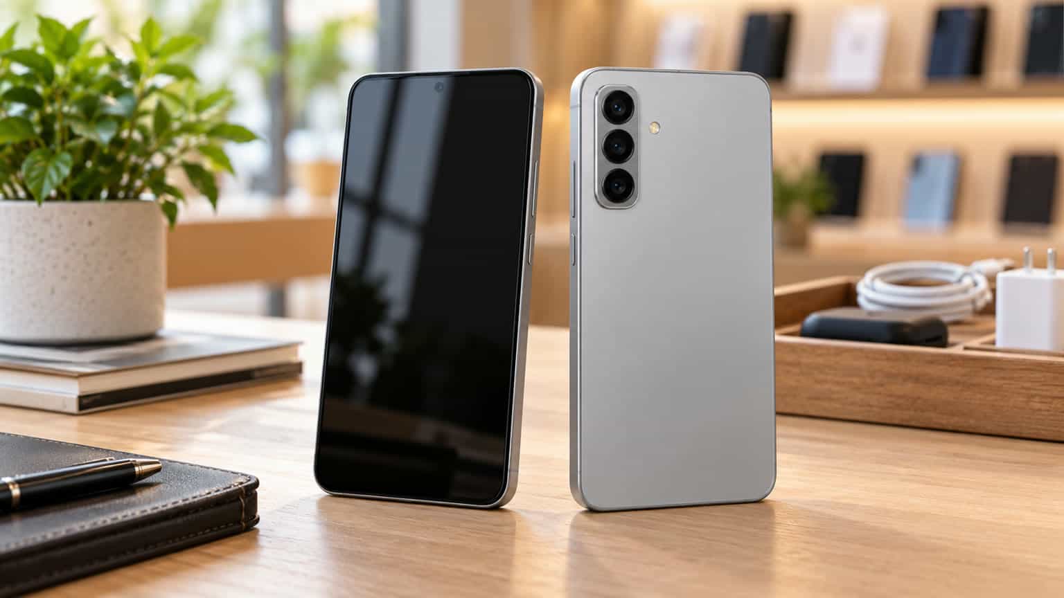 Editorial illustration of the Galaxy A17 LTE showing its display and rear camera arrangement