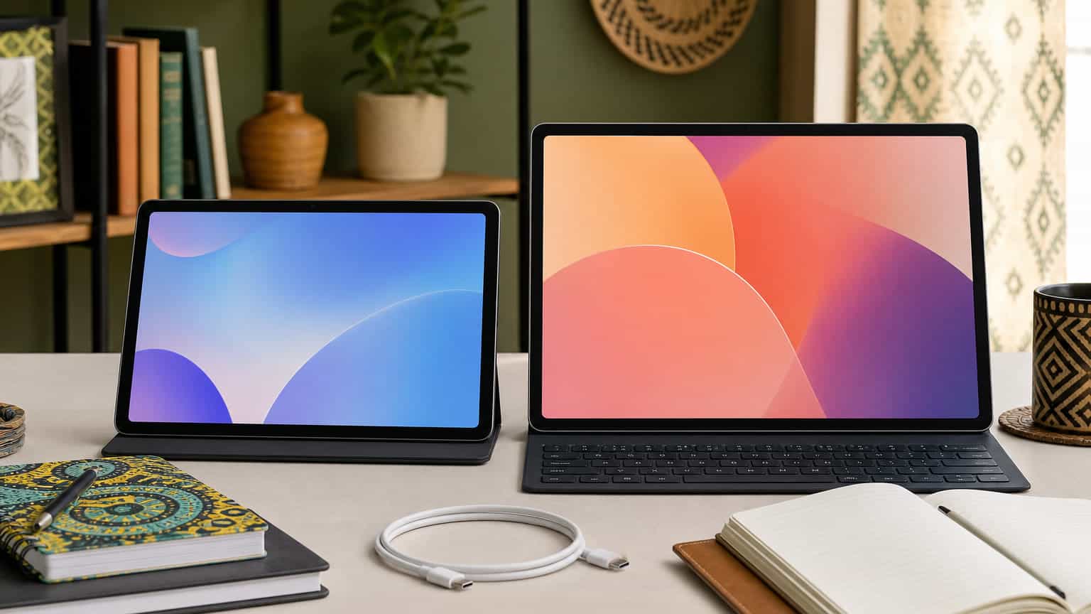 Redmi Pad 2 and Redmi Pad 2 Pro shown side by side on a study desk
