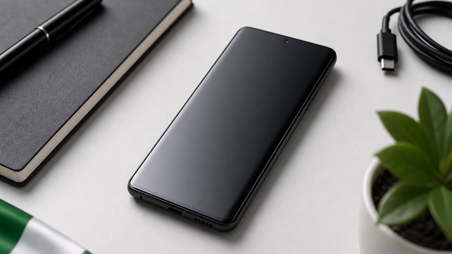 Unbranded curved-screen smartphone on a clean desk for an Infinix Note Edge buying guide