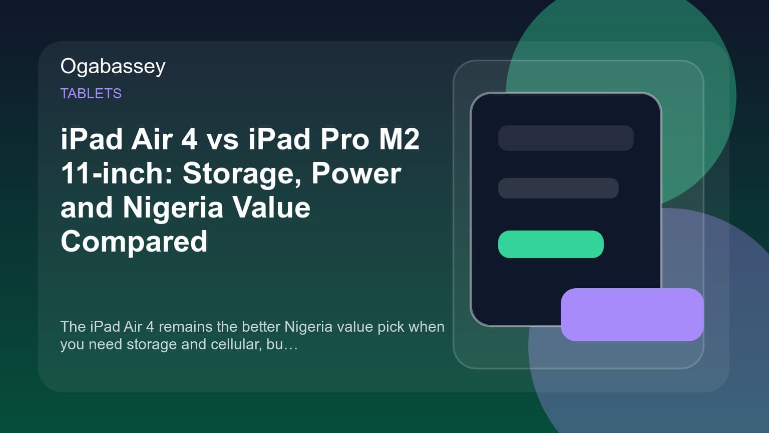 iPad Air 4 vs iPad Pro M2 11-inch: Storage, Power and Nigeria Value Compared Ogabassey feature image
