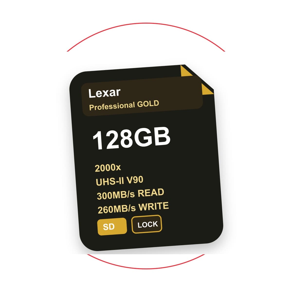 Lexar 128GB Professional 2000x UHS-II SDXC Card GOLD Series
