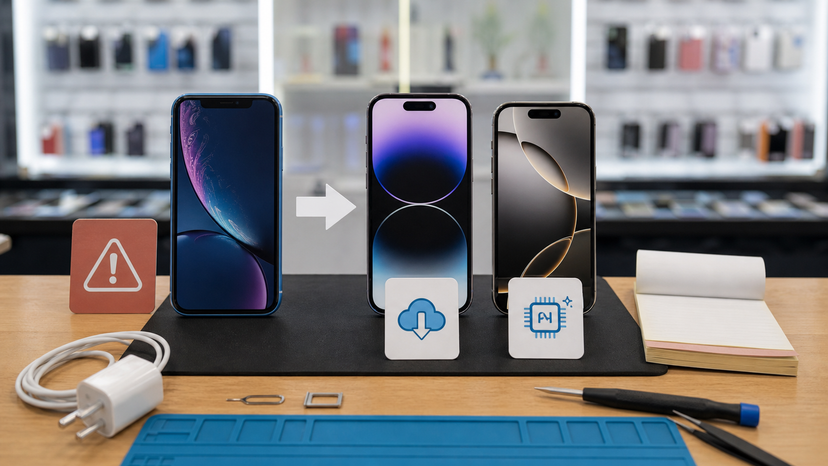 Compatibility diagram showing iPhone XR outside the 2026 iOS and Apple Intelligence upgrade path