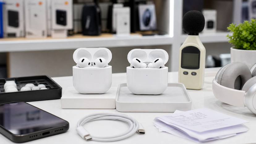 Comparison diagram showing AirPods 4 standard versus AirPods 4 with Active Noise Cancellation for Nigerian buyers