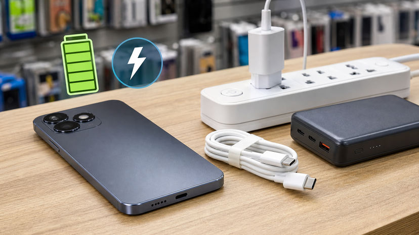 Charging and battery context graphic for the itel City 200 5200mAh battery and 18W Type-C charging