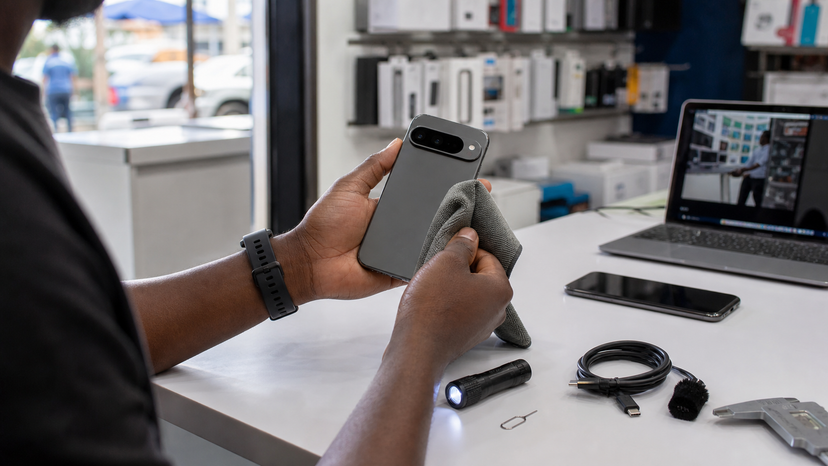 Pixel 9 Pro camera and condition inspection scene