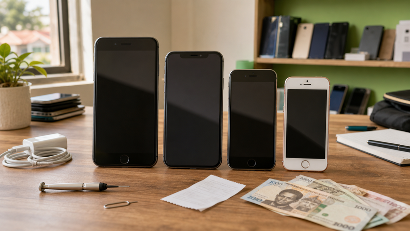 Comparison diagram of iPhone 8 Plus, iPhone XR, iPhone SE 2nd Gen and iPhone SE 3rd Gen buyer fit