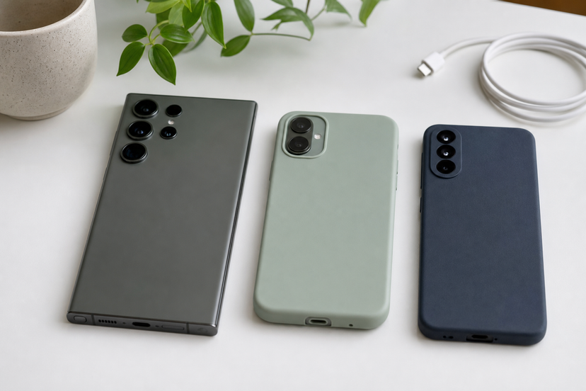 Three modern Android phones side by side representing Pixel alternatives