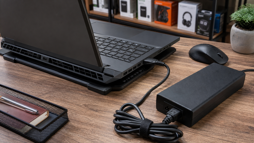 Close view of a 15-inch gaming laptop keyboard and cooling vents