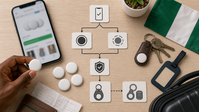 Decision diagram comparing AirTag four-pack deal checks for iPhone buyers