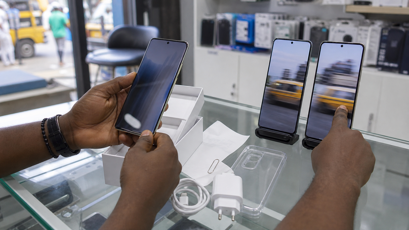 Infinix Hot 70 Pro buyer checklist scene showing battery charging and display details
