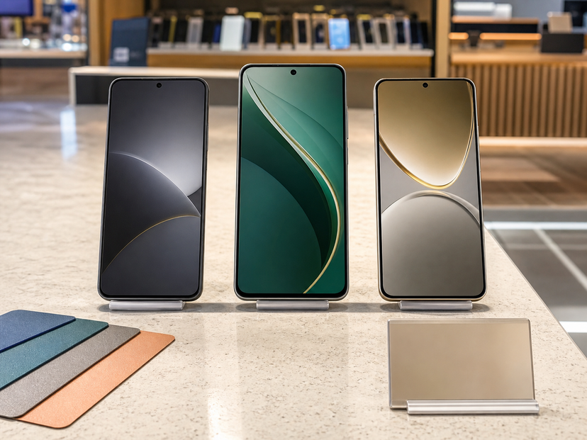 Three premium smartphones displayed side by side for Samsung alternatives comparison