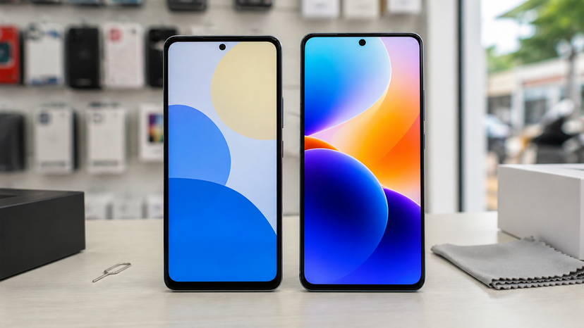 Tecno Spark 40 and Spark 40 Pro display comparison scene without text