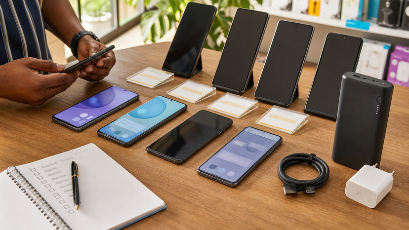 Budget and midrange smartphones arranged by battery and display priorities