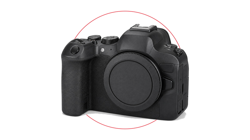 Creator camera kit layout with camera body, lens, microphone and memory card