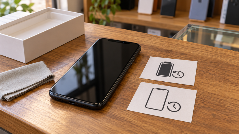 Conceptual illustration of battery and display inspection for an iPhone 11