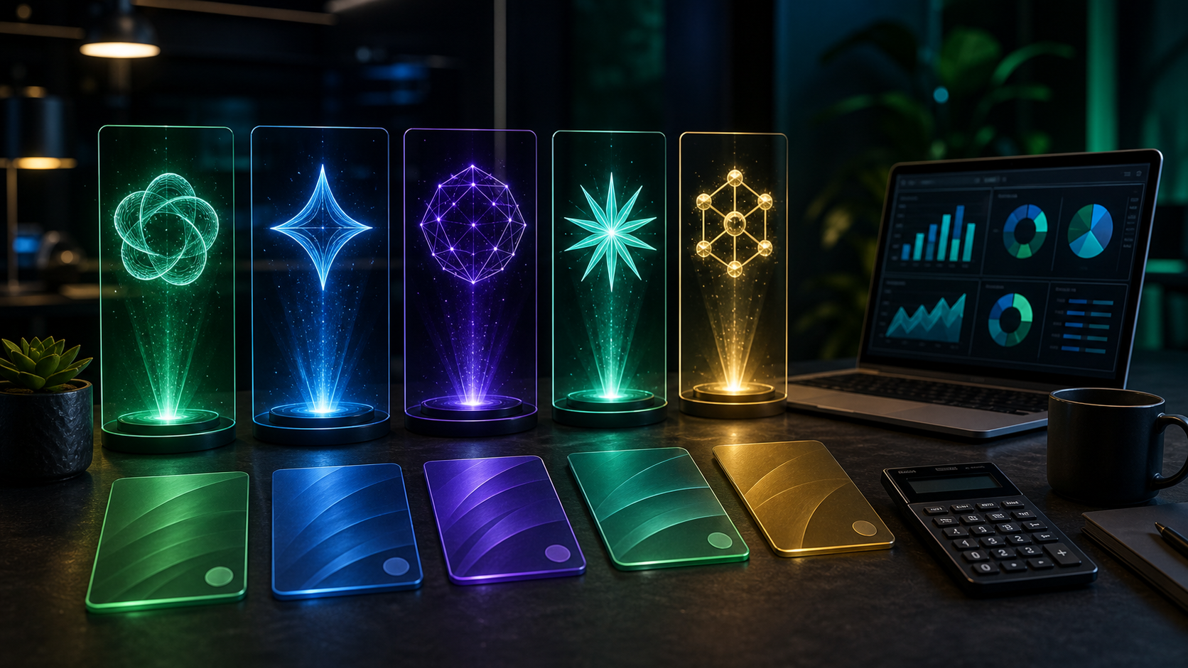 Editorial image of abstract AI subscription options being compared on a workstation